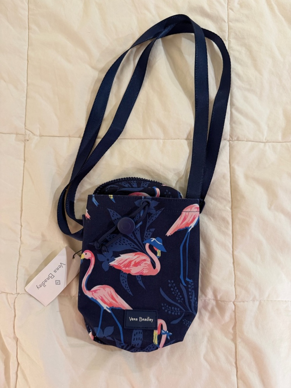 Vera Bradley Navy Flamingo Crossbody/waterbottle Bag
